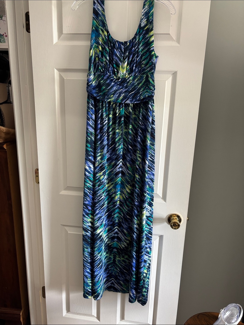 AB Studio Blue, Teal & Green Printed Maxi Dress
